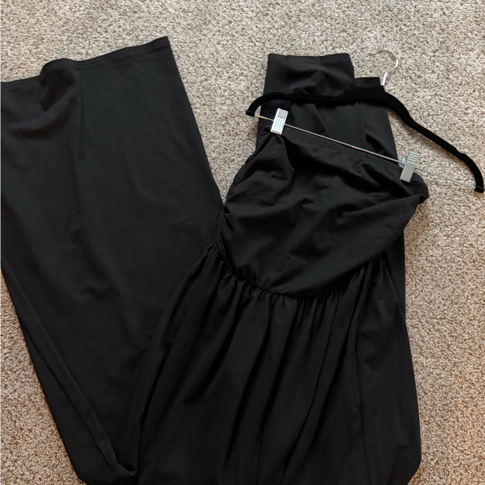 SHEIN Black Strapless Wide-Leg Jumpsuit